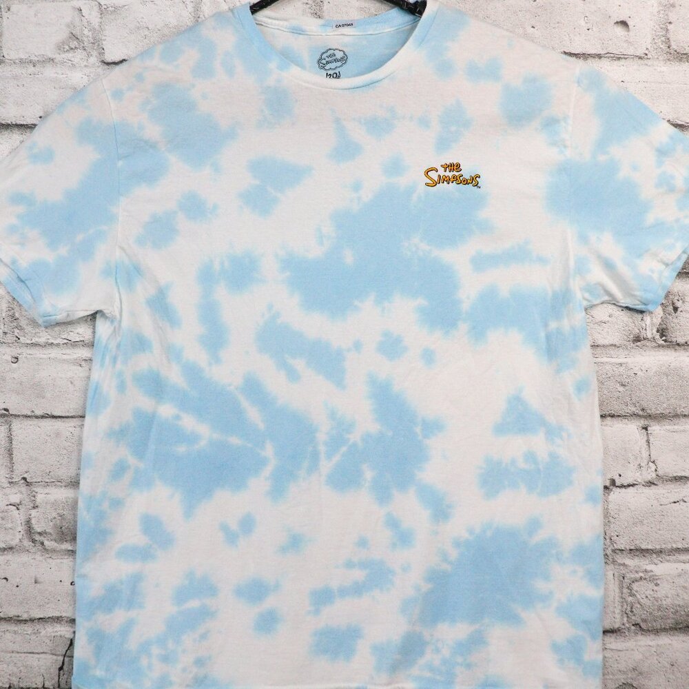 The Simpson's Character Graphic Blue Tie Dye SZ XL Unisex Short Sleeve T-Shirt